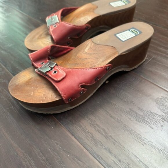Womens Dr Scholl s Original Slide 9 leather clog sandal y2k outdoor summer - Picture 3 of 9